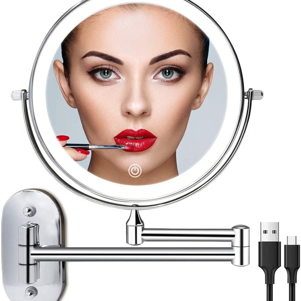 DP-M-04  1X/10X Magnifying Extendable 360 Rotation Shaving Round Bathroom Mirror