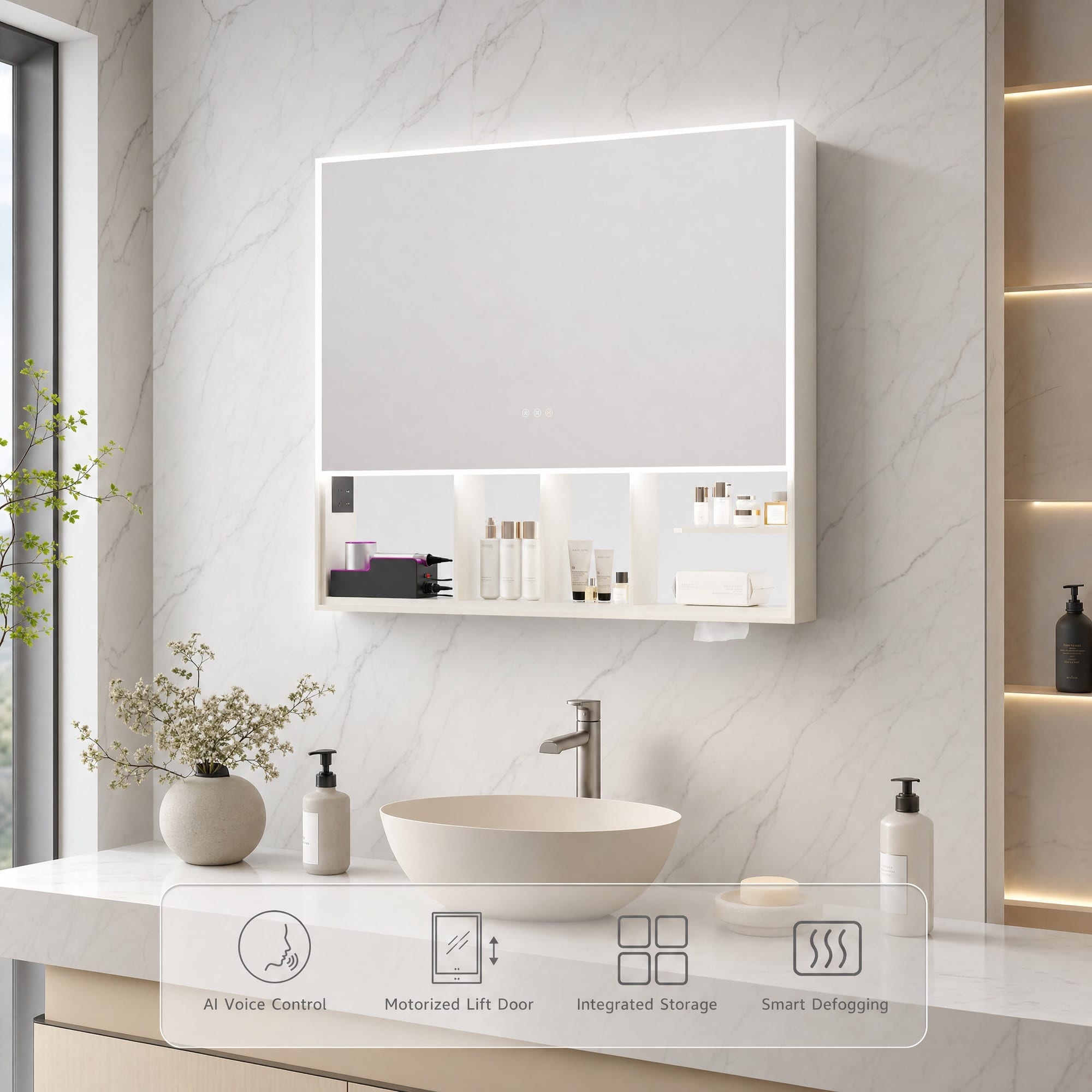 AI Bathroom Mirror Cabinet