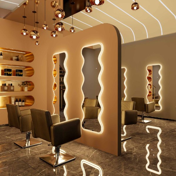 LED Irregular Wavy Full Length Mirror